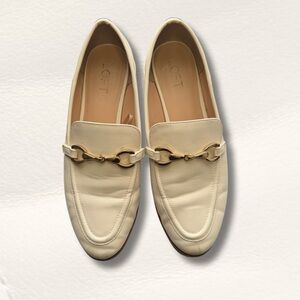 LOFT Cream and Gold Loafers